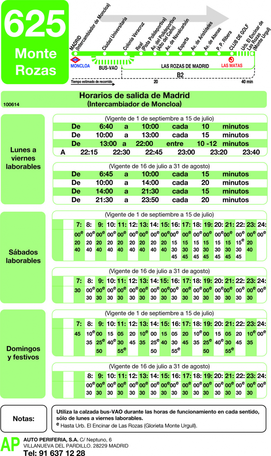 Horario de ida