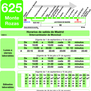 Horario de ida Línea 625 Autobuses Interurbanos