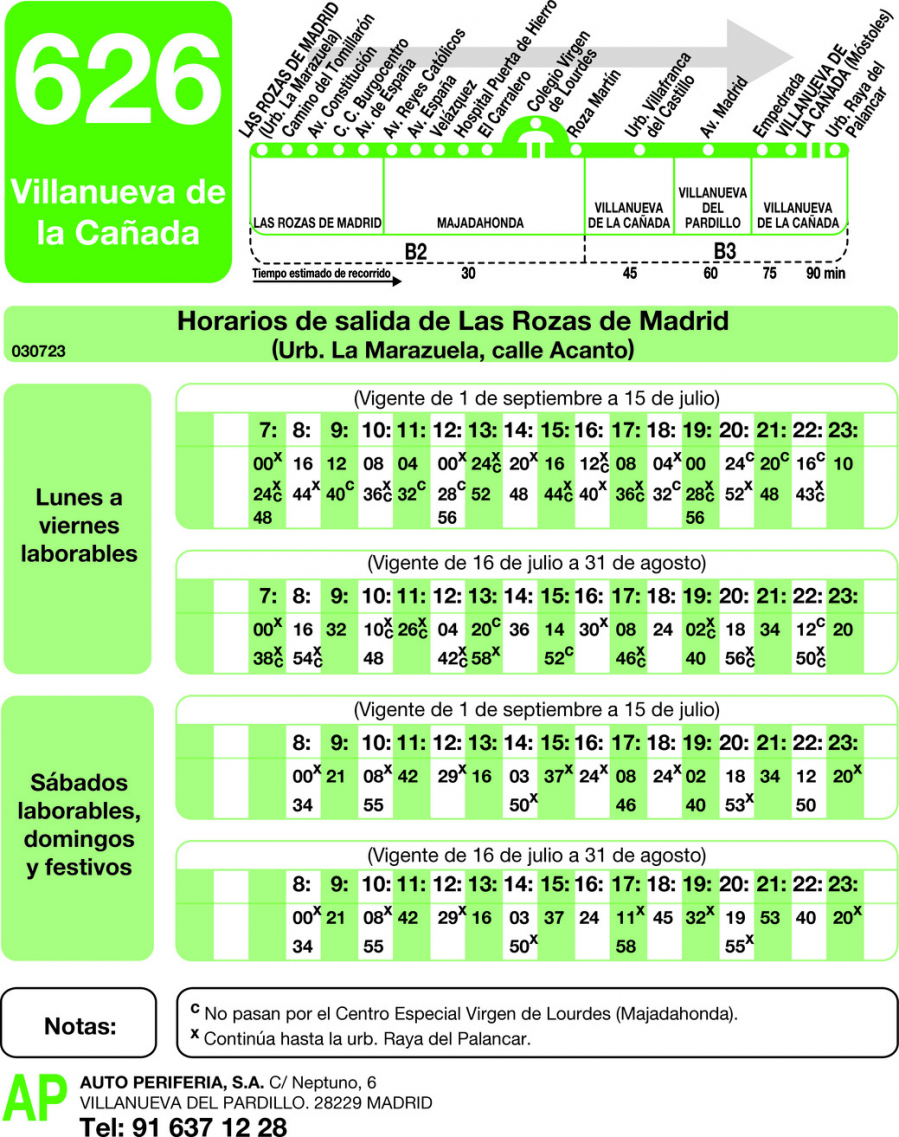 Horario de ida