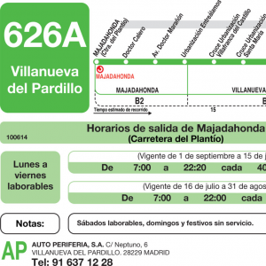 Horario de ida Línea 626-A Autobuses Interurbanos
