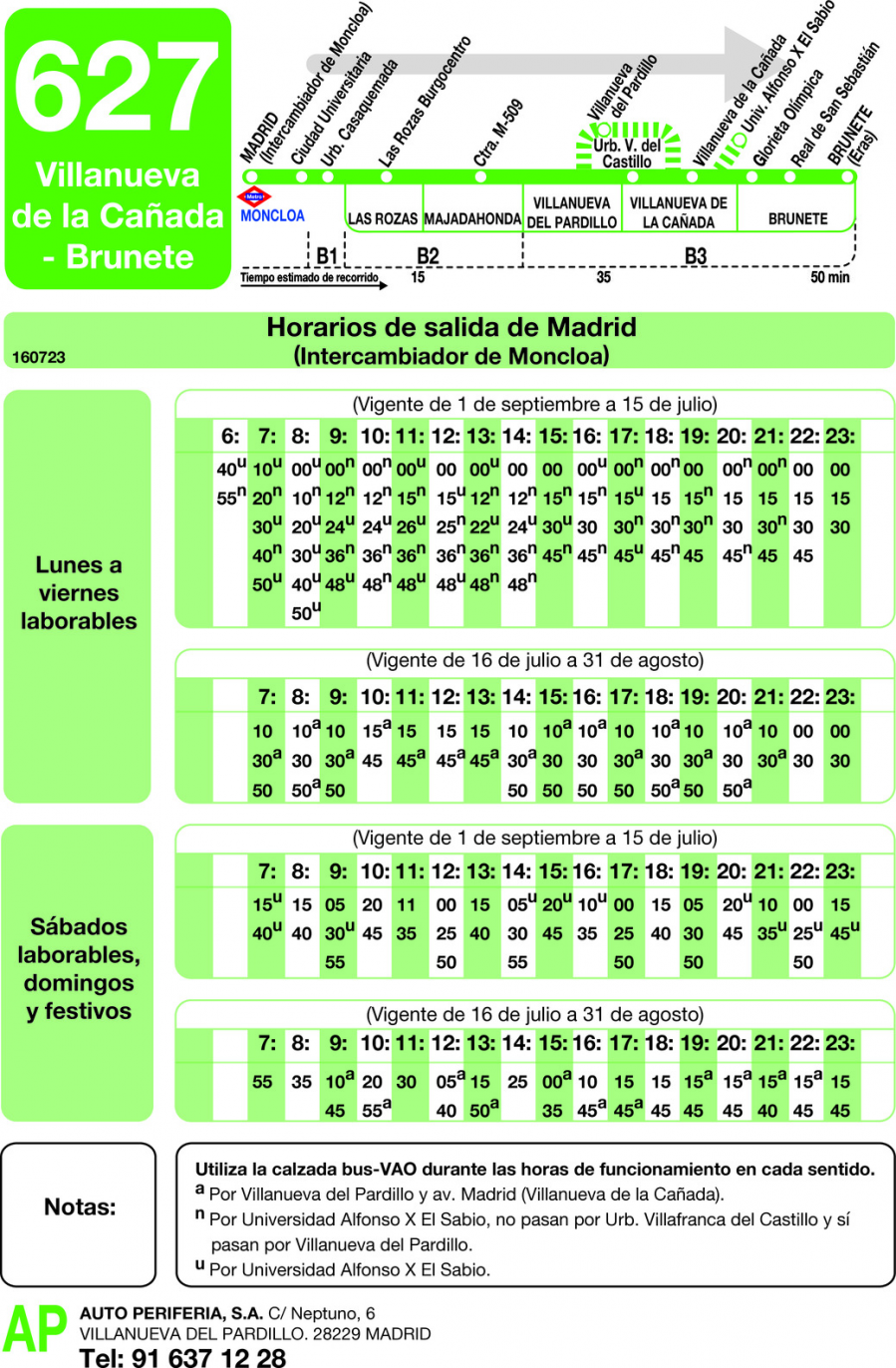 Horario de ida