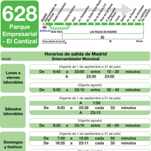 Horario de ida Línea 628 Autobuses Interurbanos