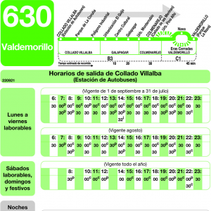 Horario de ida Línea 630 Autobuses Interurbanos