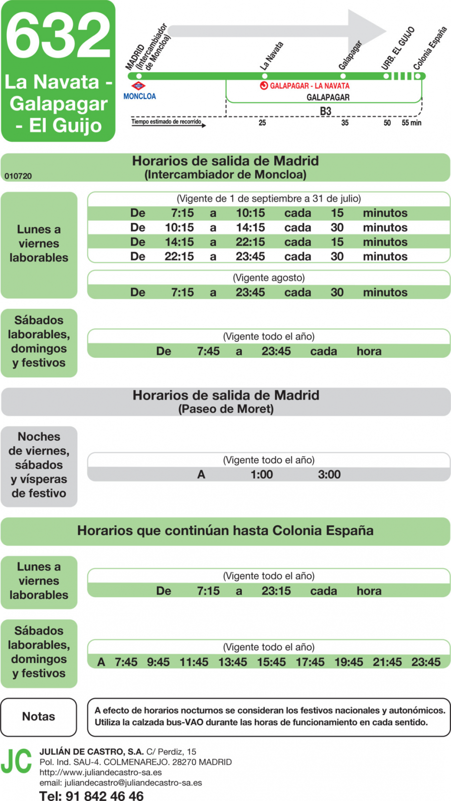 Horario de ida