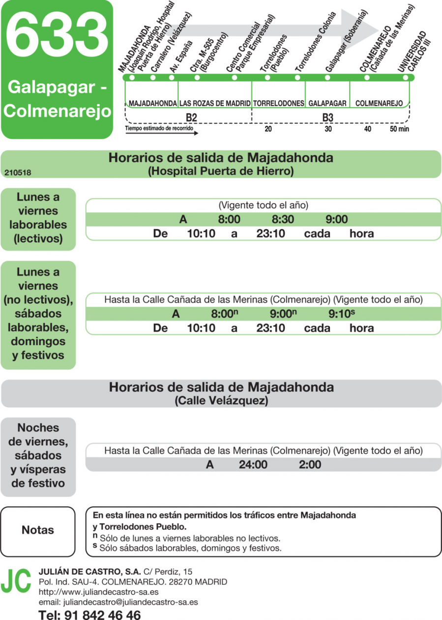 Horario de ida