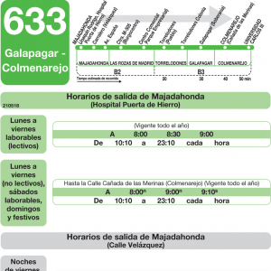 Horario de ida Línea 633 Autobuses Interurbanos