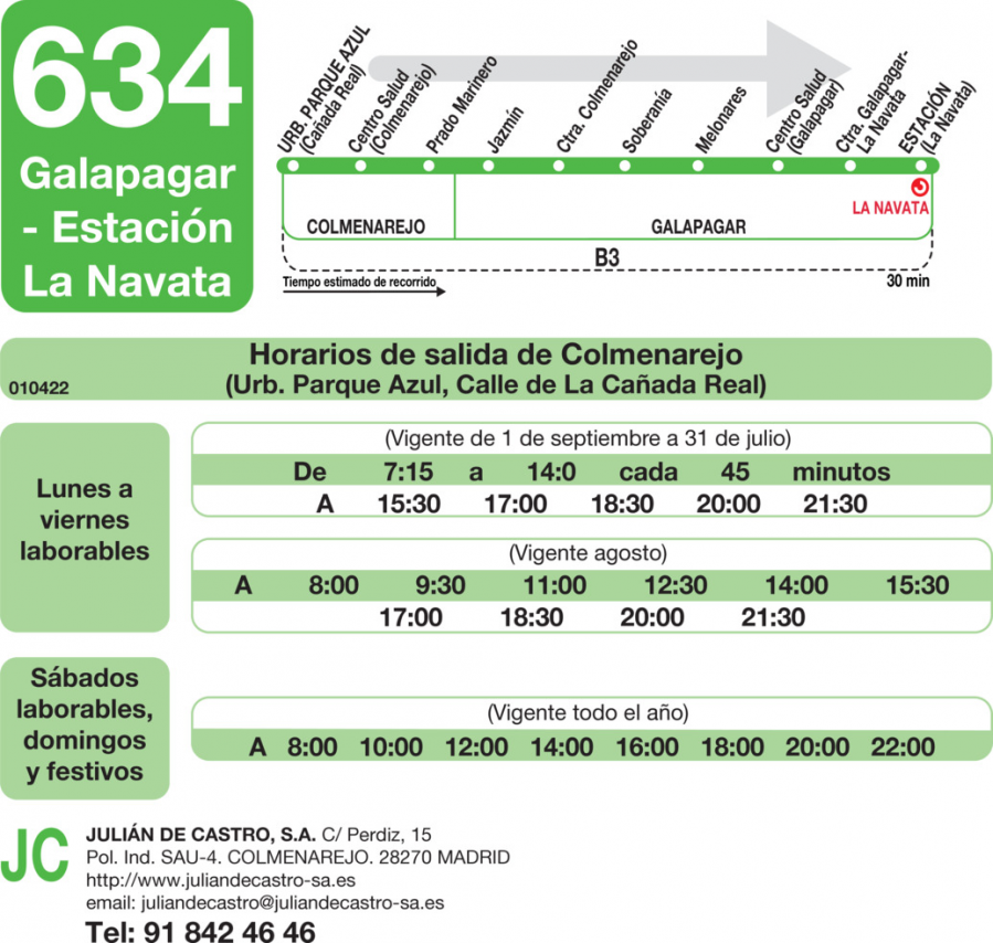 Horario de ida