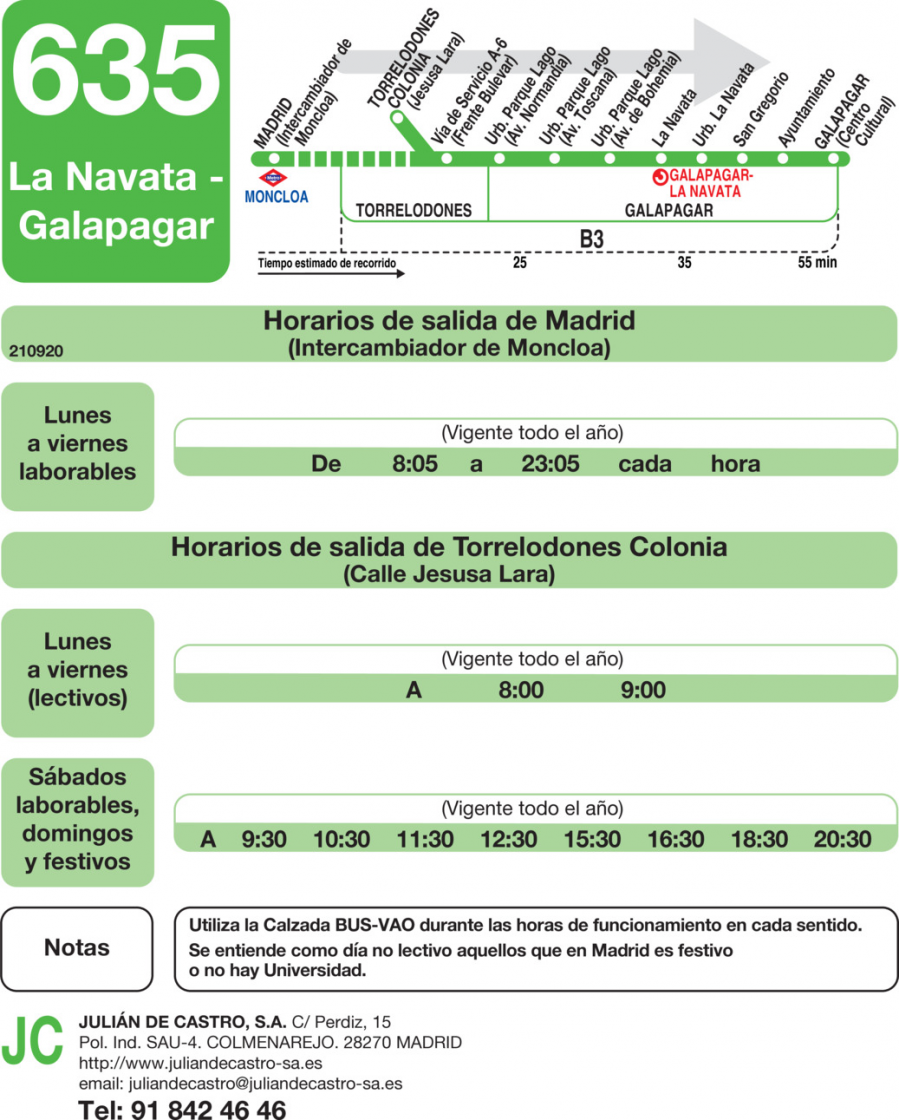 Horario de ida