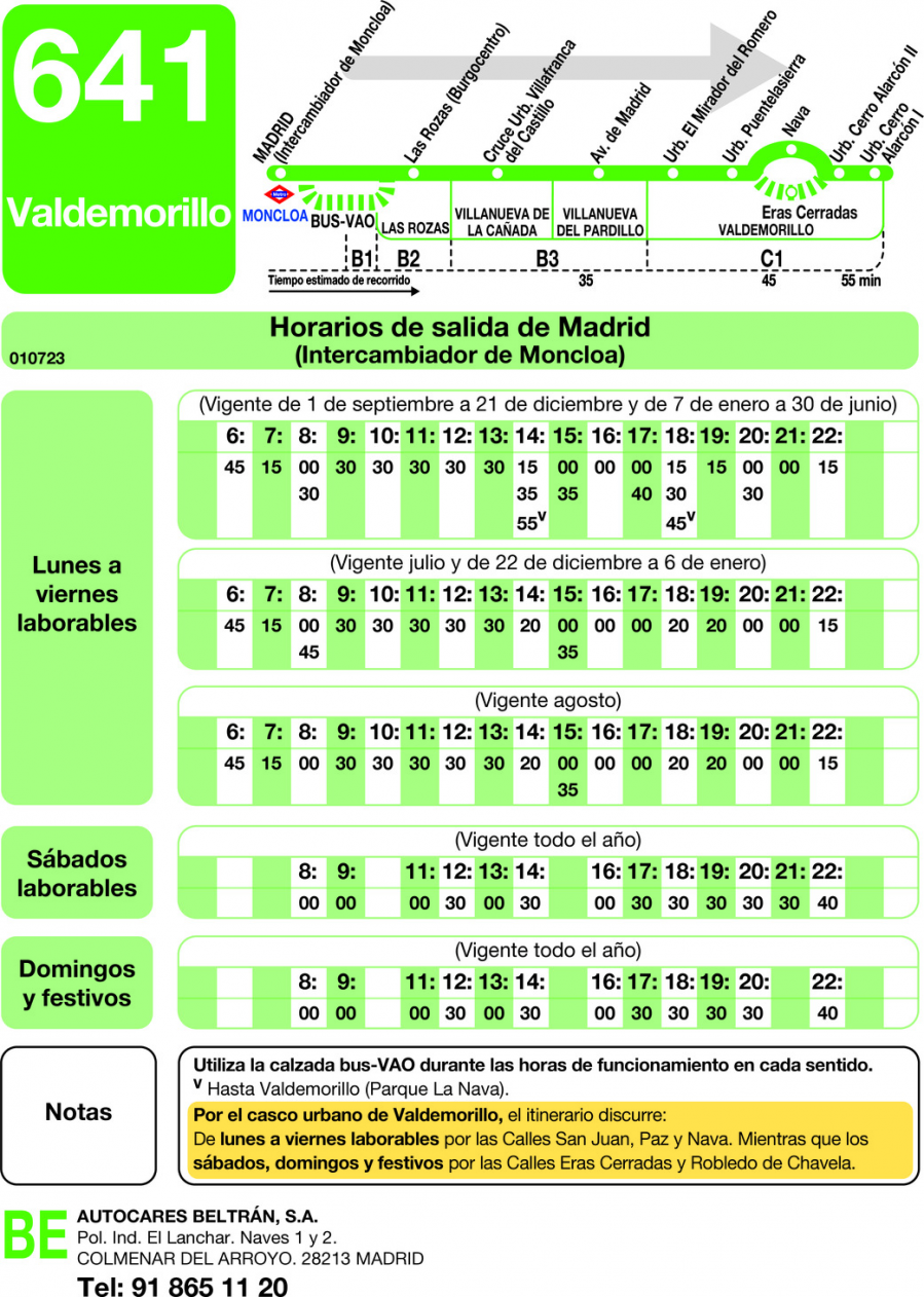 Horario de ida