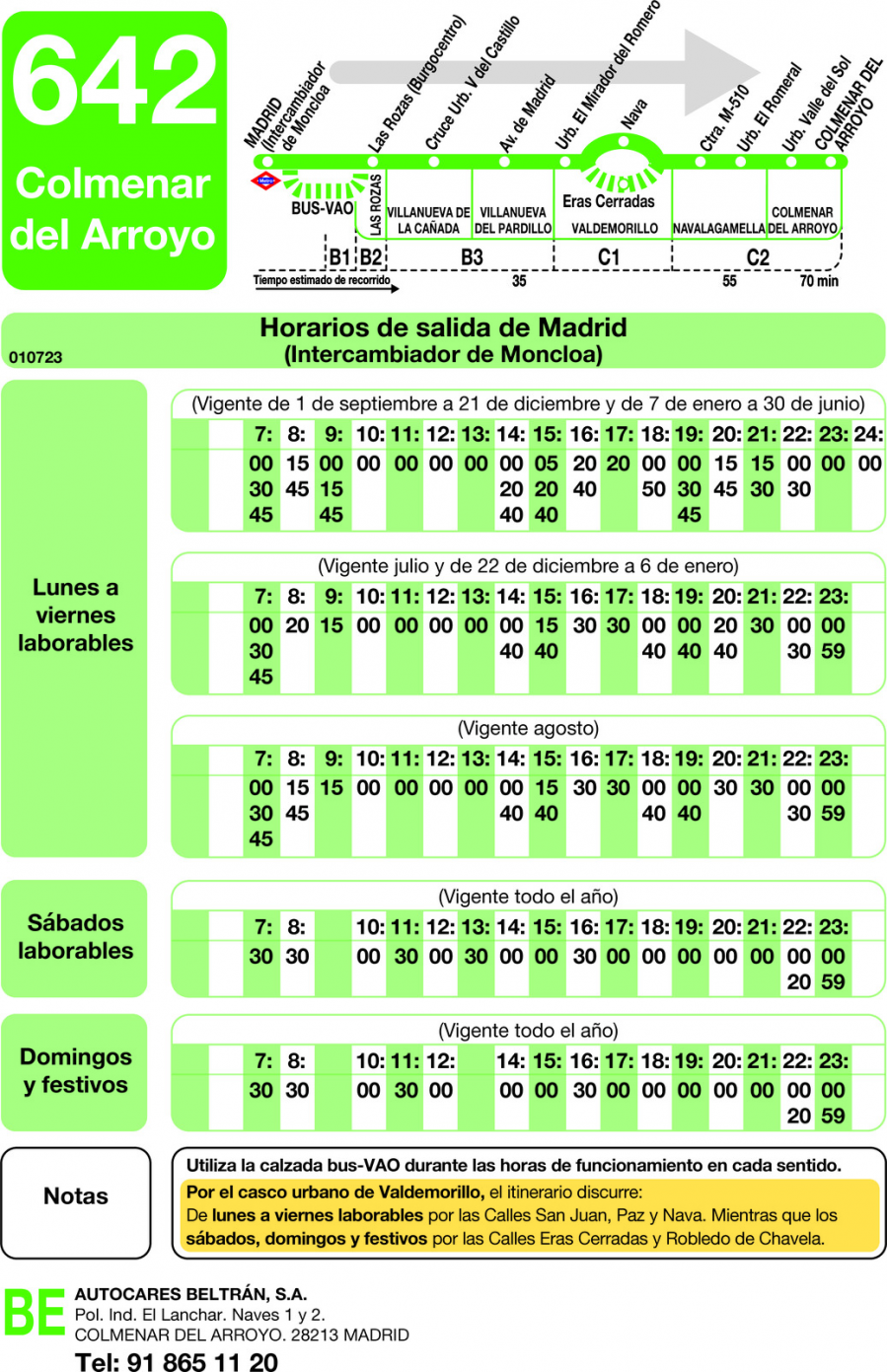 Horario de ida