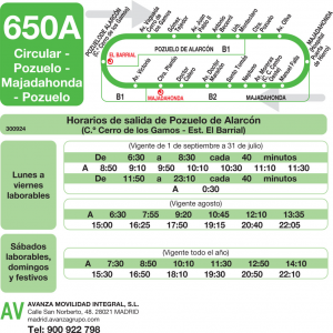 Horario de ida Línea 650-A Autobuses Interurbanos