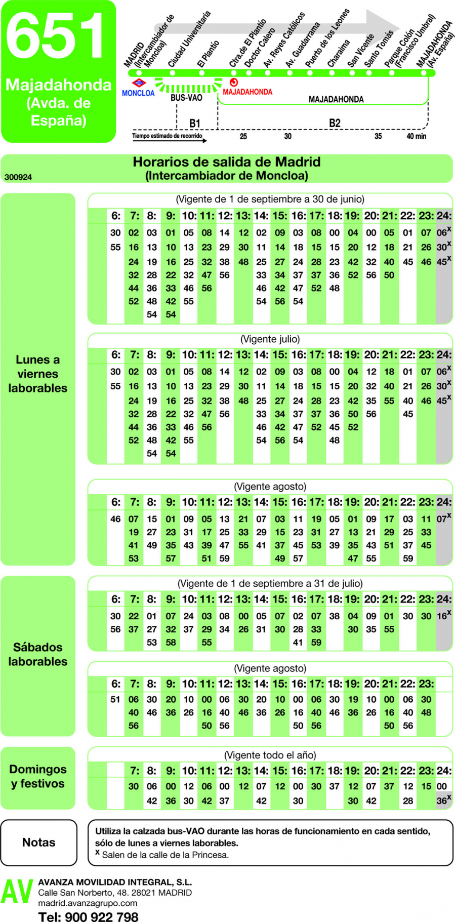 Horario de ida