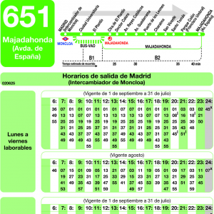 Horario de ida Línea 651 Autobuses Interurbanos