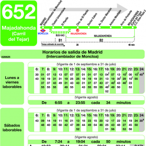 Horario de ida Línea 652 Autobuses Interurbanos