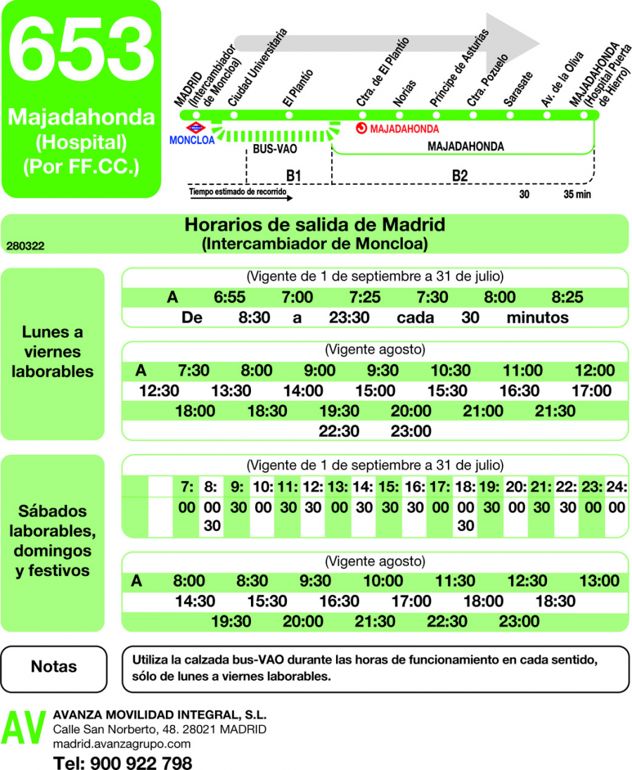 Horario de ida