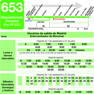 Horario de ida Línea 653 Autobuses Interurbanos