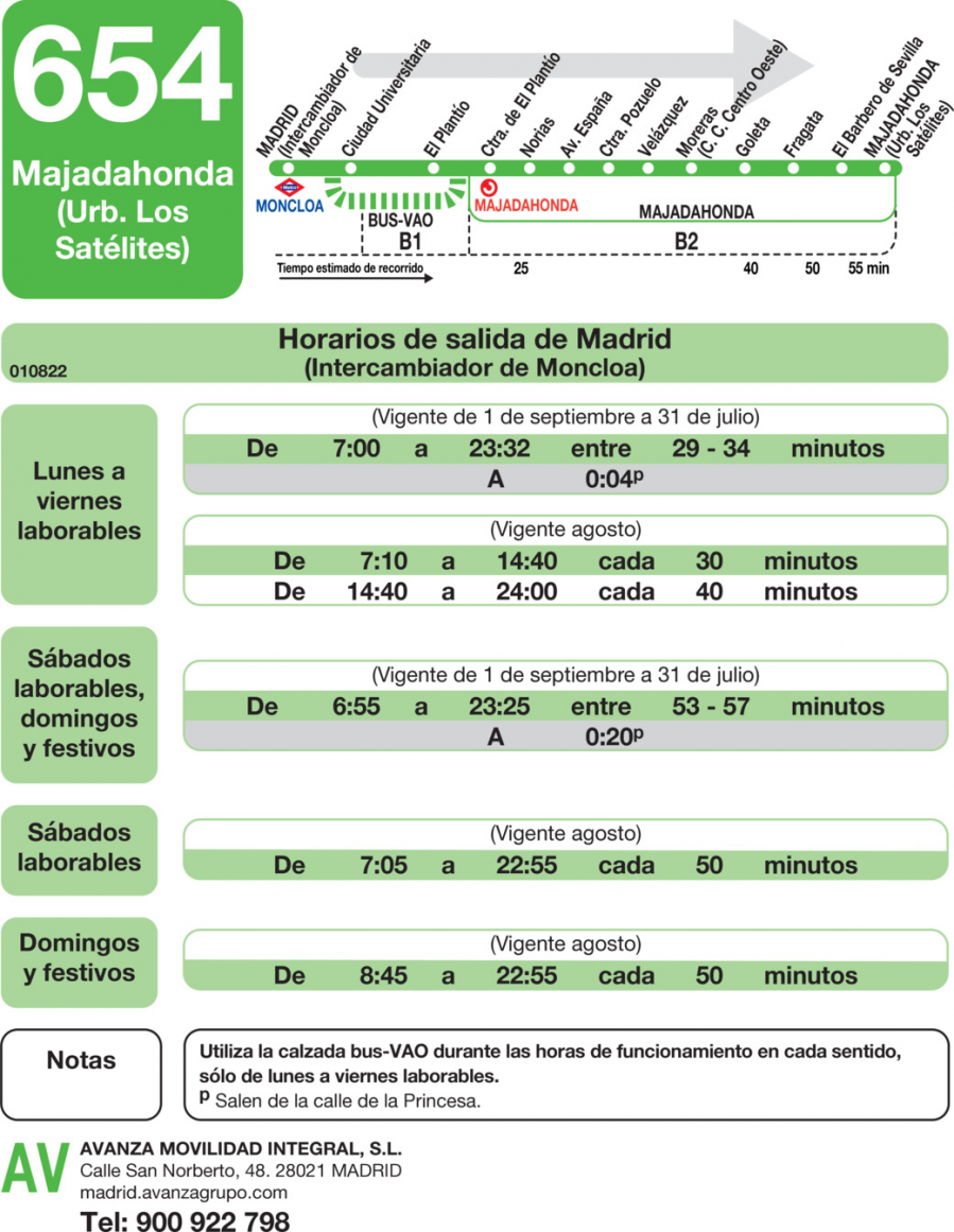 Horario de ida