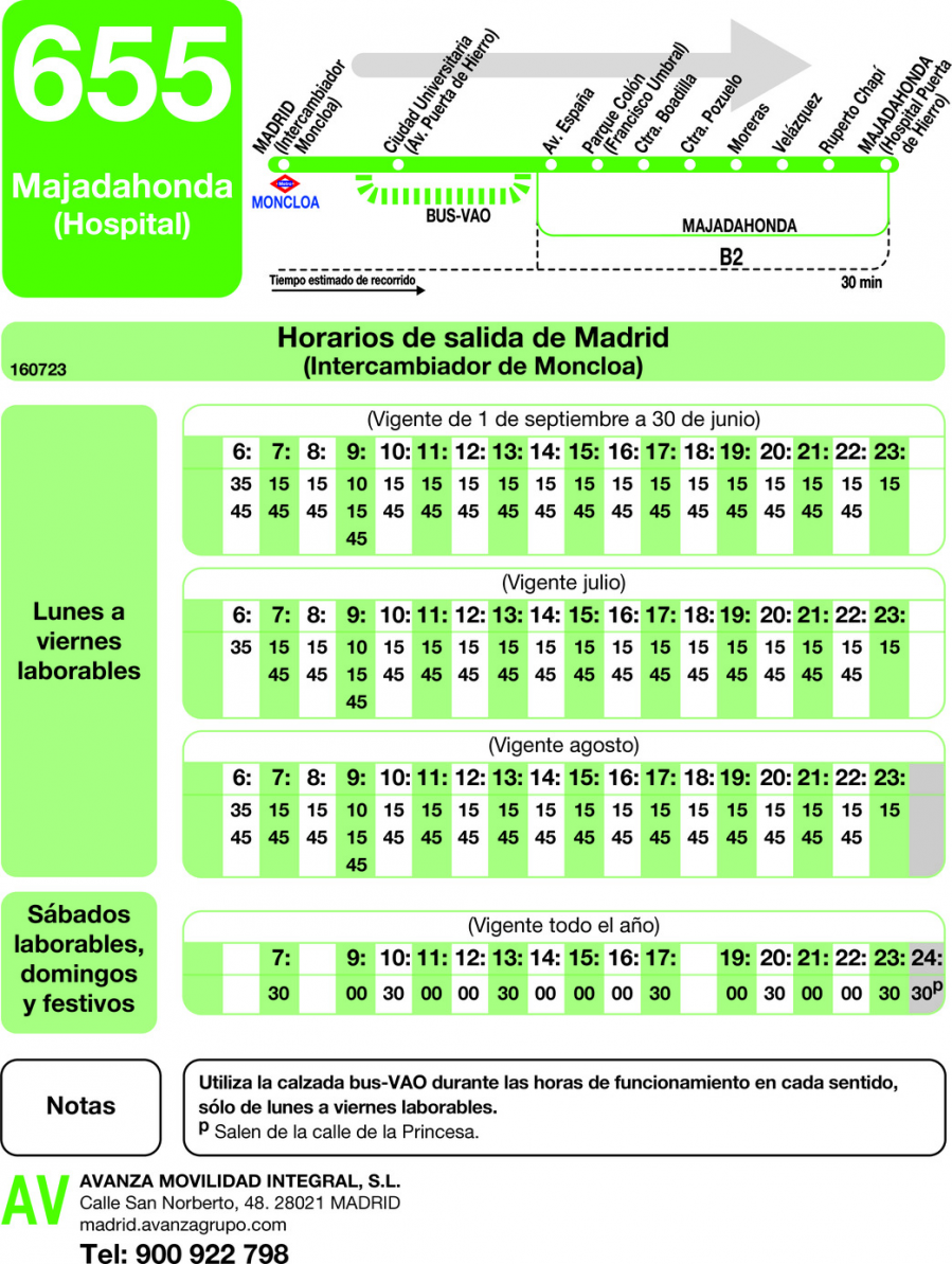 Horario de ida