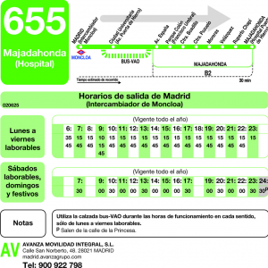 Horario de ida Línea 655 Autobuses Interurbanos