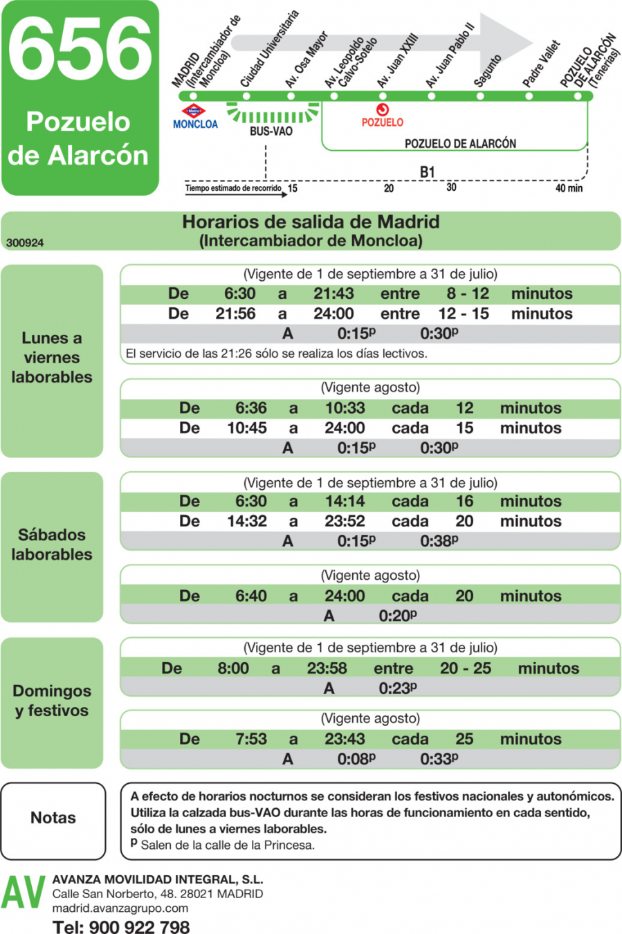 Horario de ida