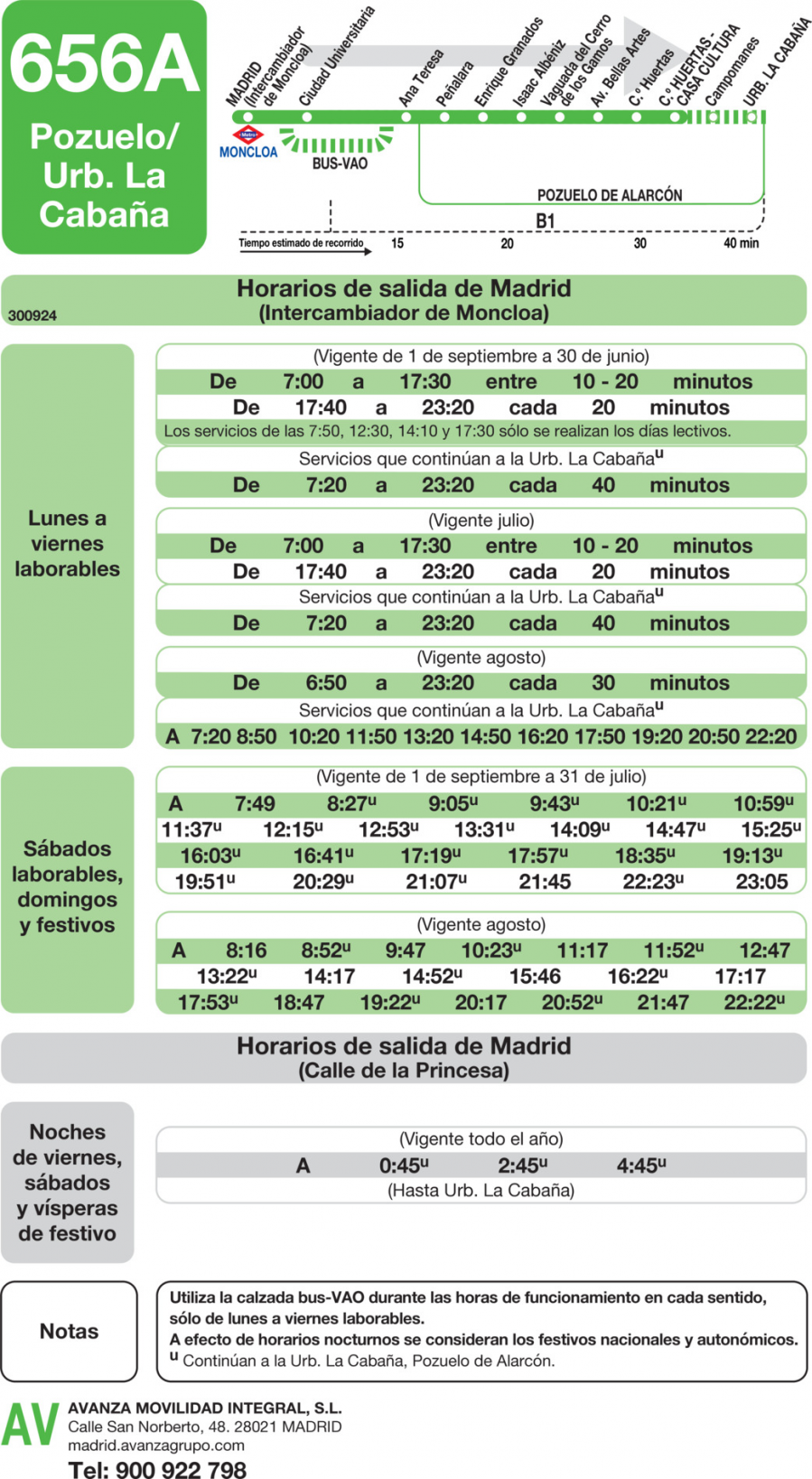 Horario de ida