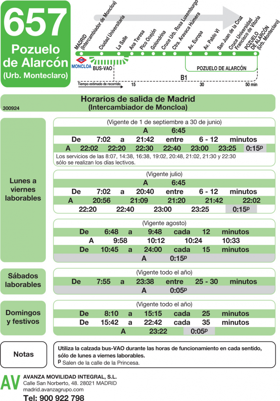 Horario de ida