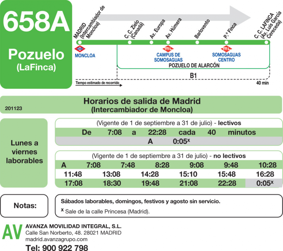 Horario de ida