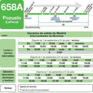Horario de ida Línea 658-A Autobuses Interurbanos