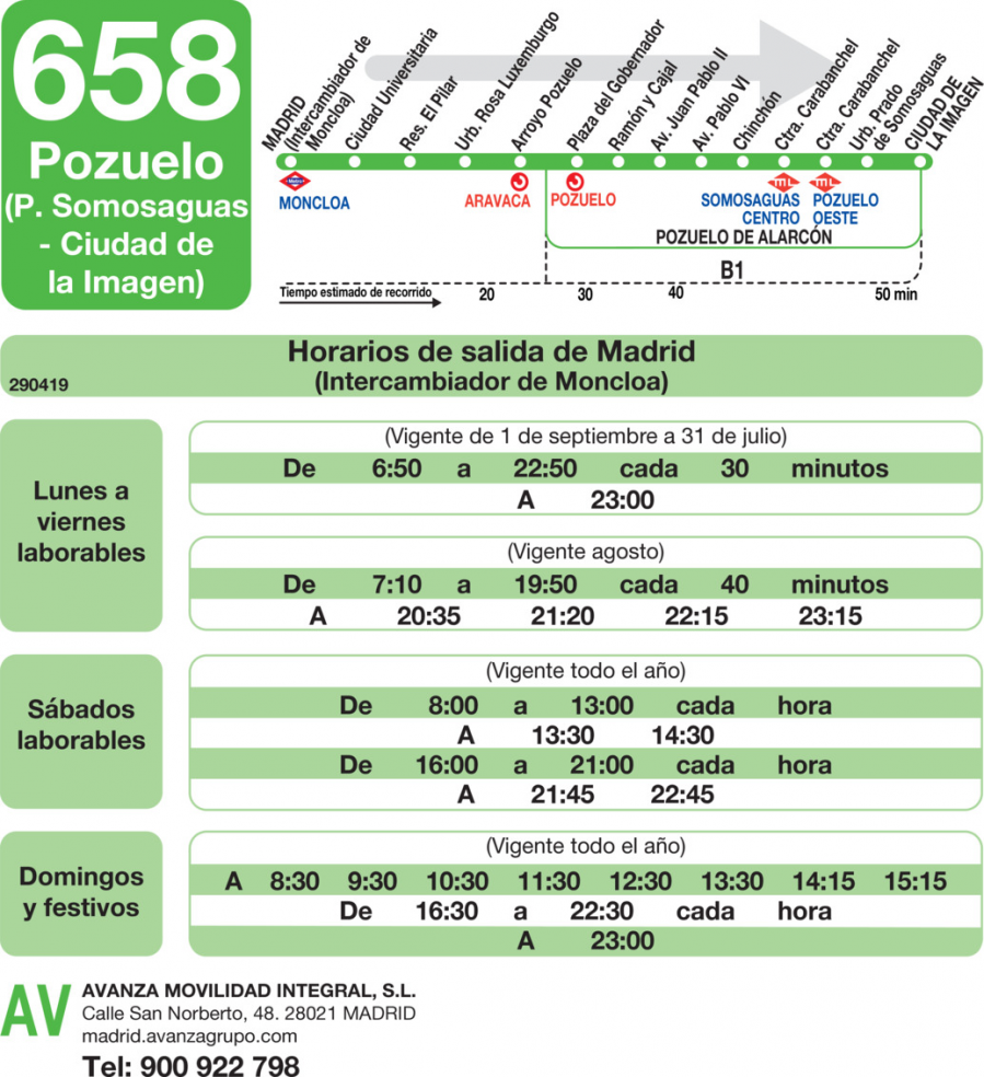 Horario de ida