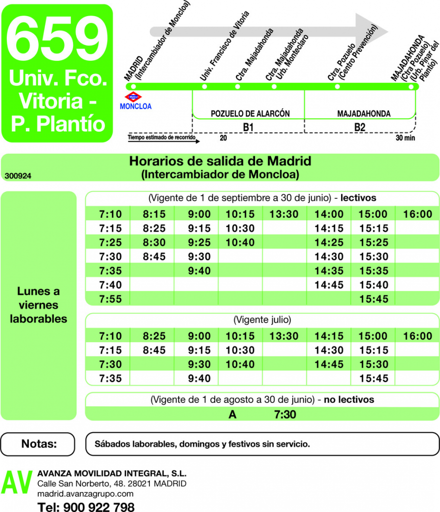 Horario de ida