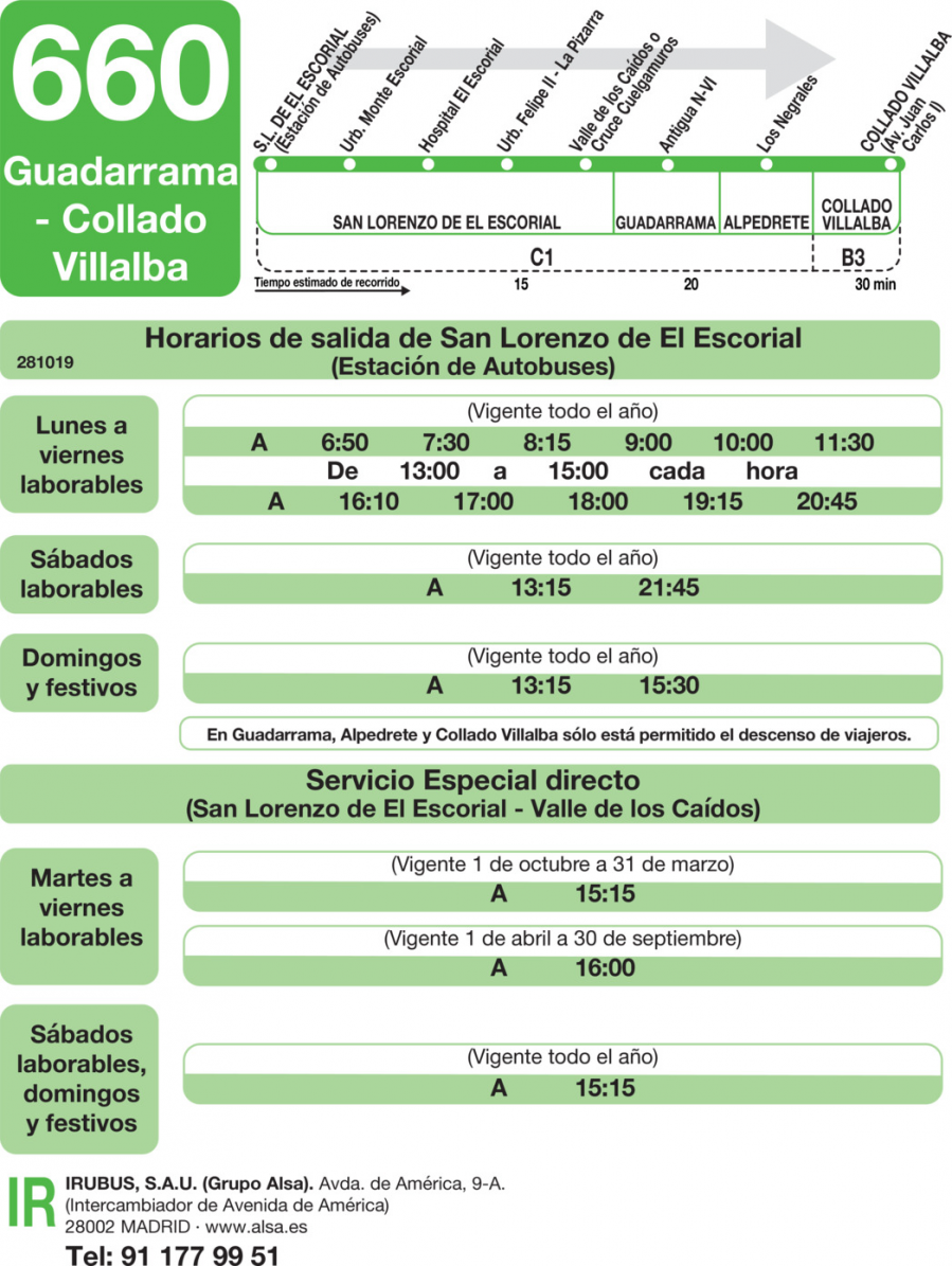 Horario de ida