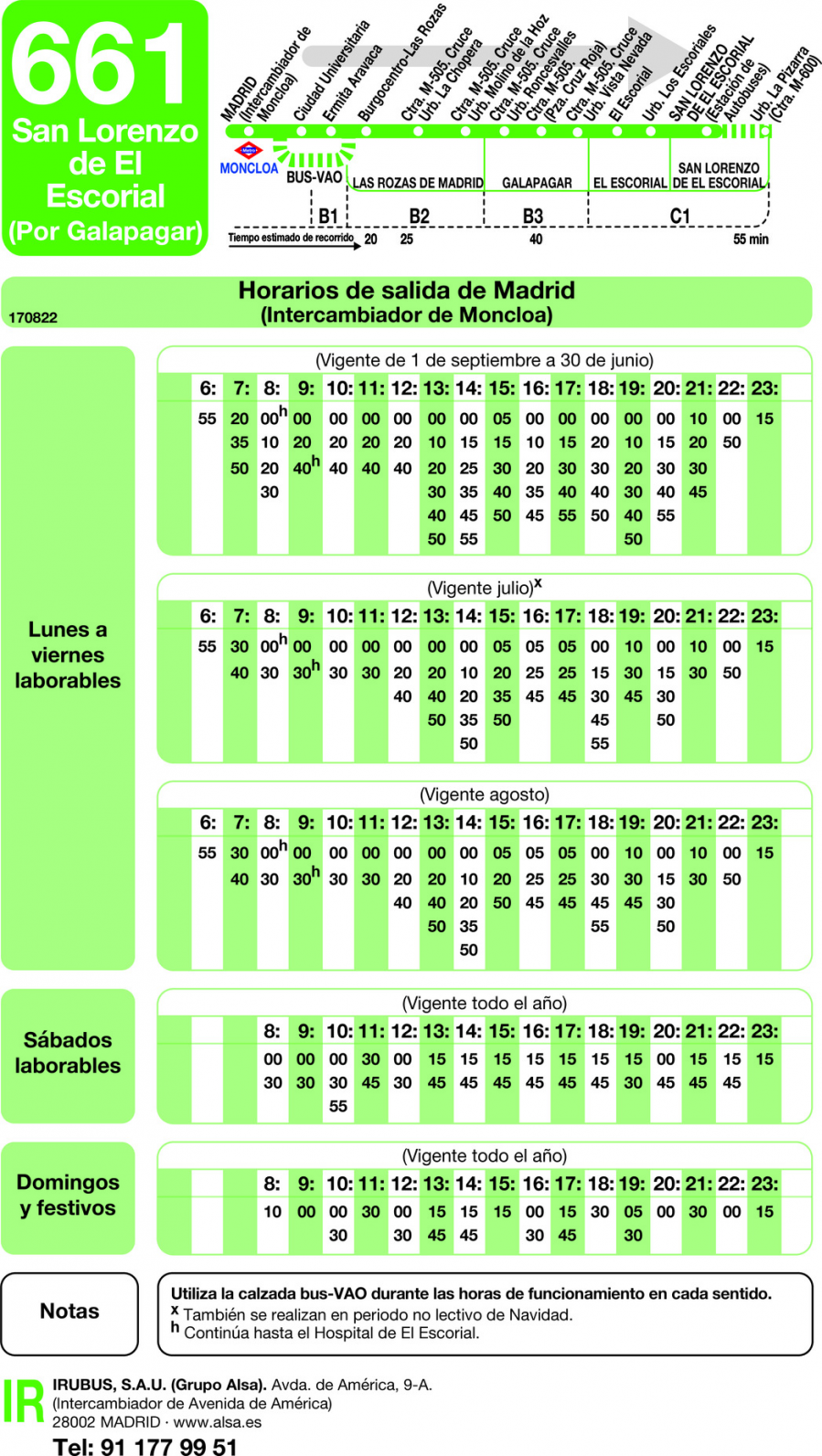 Horario de ida