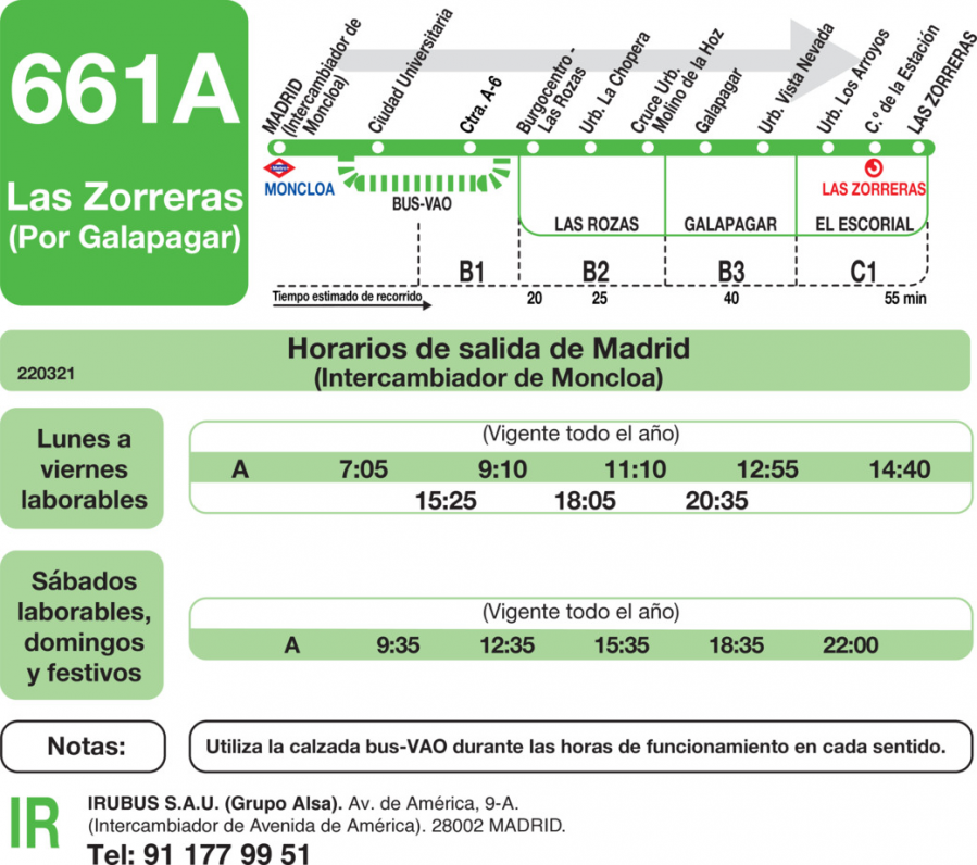 Horario de ida