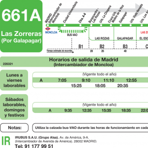 Horario de ida Línea 661-A Autobuses Interurbanos