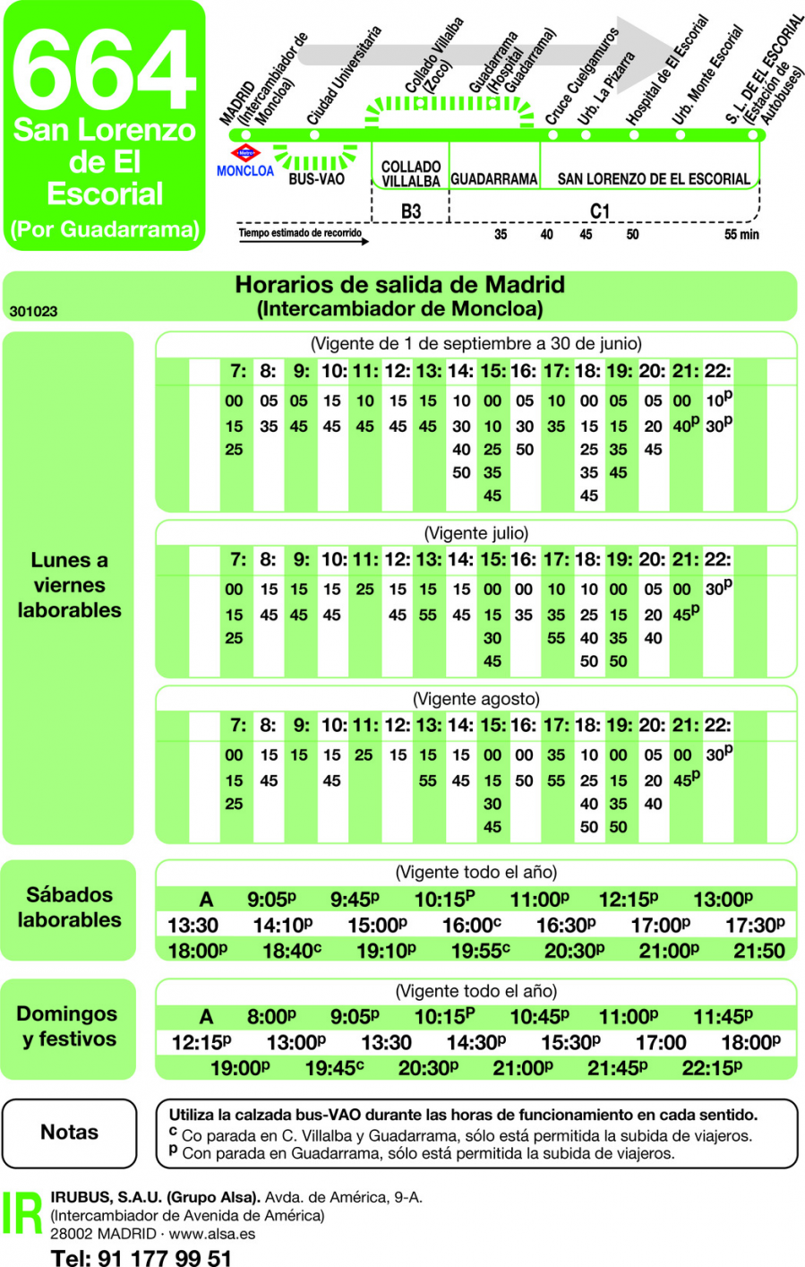 Horario de ida