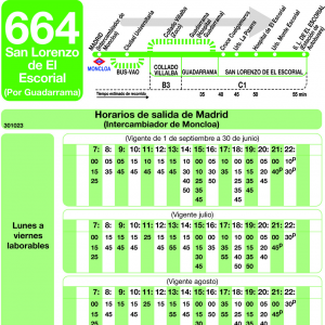 Horario de ida Línea 664 Autobuses Interurbanos