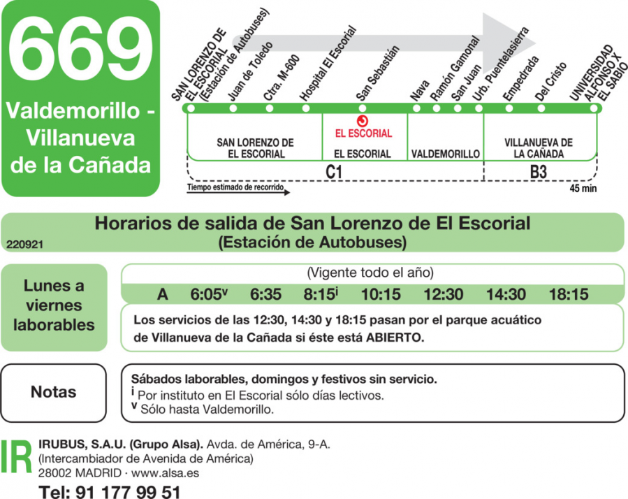 Horario de ida