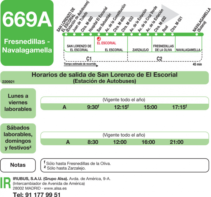 Horario de ida