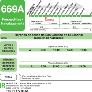 Horario de ida Línea 669-A Autobuses Interurbanos