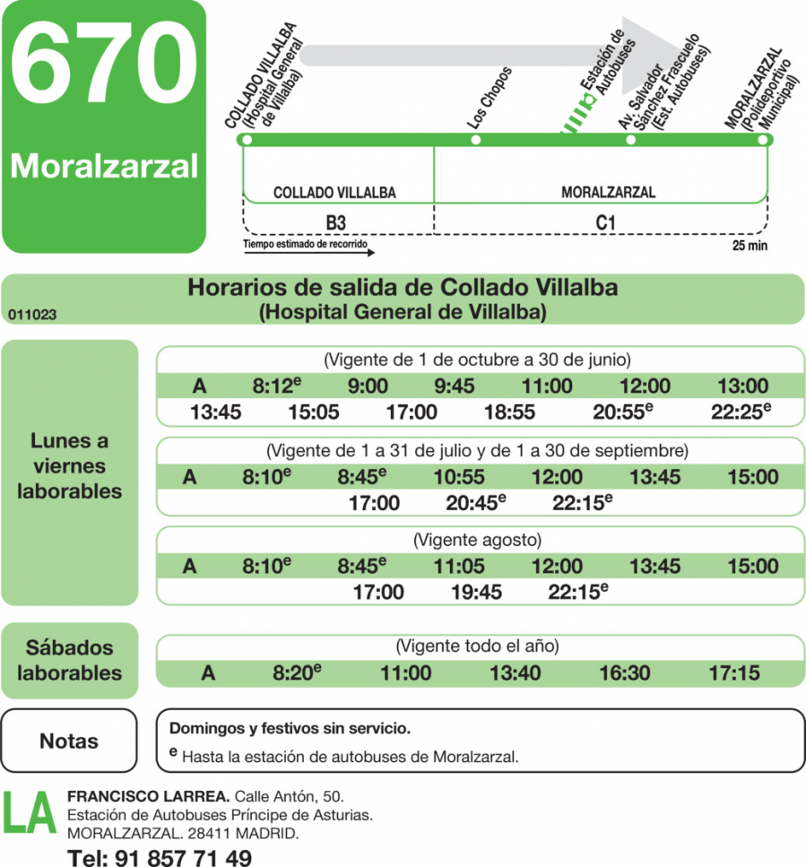 Horario de ida