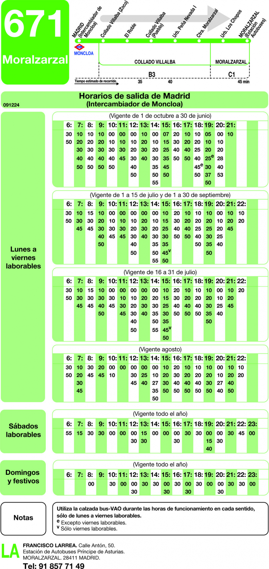 Horario de ida