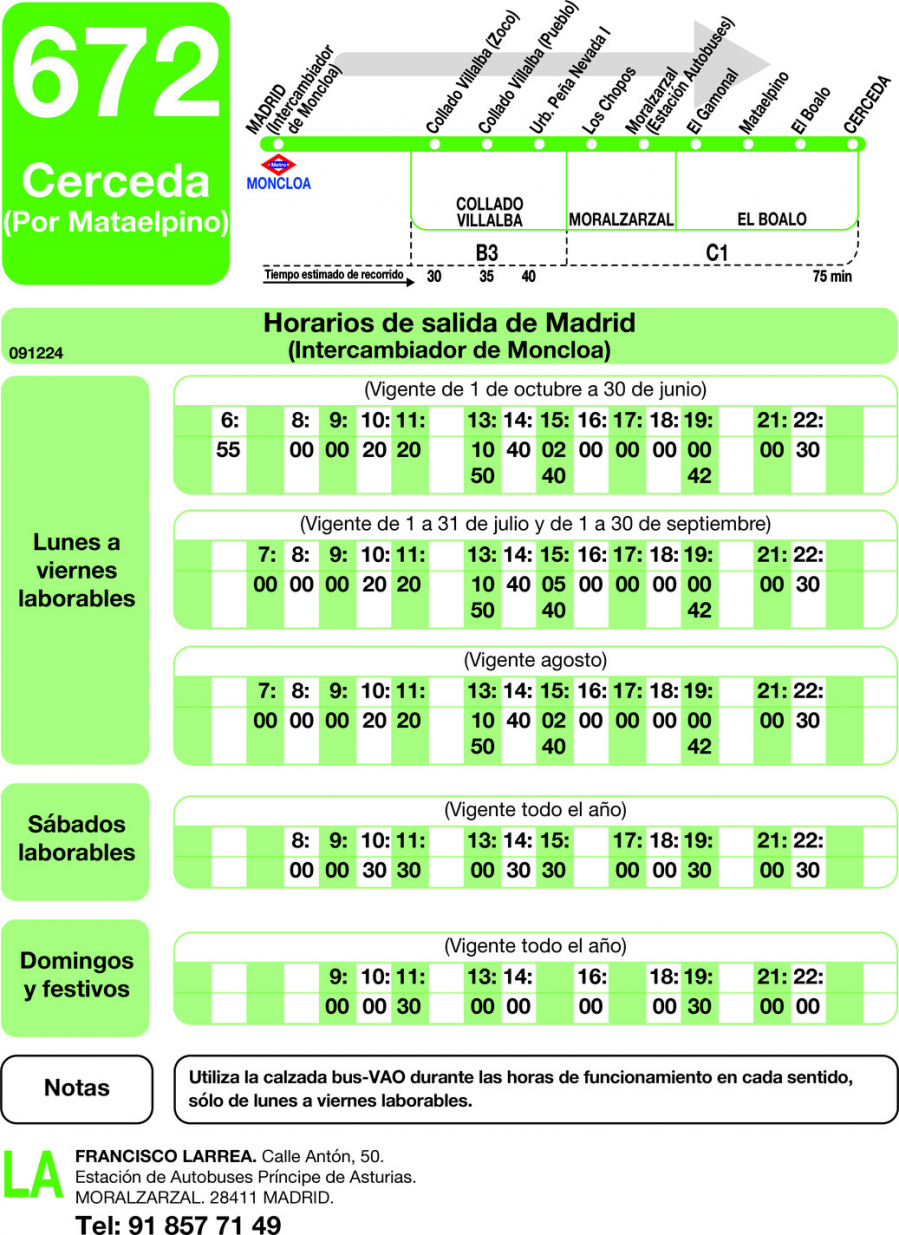 Horario de ida