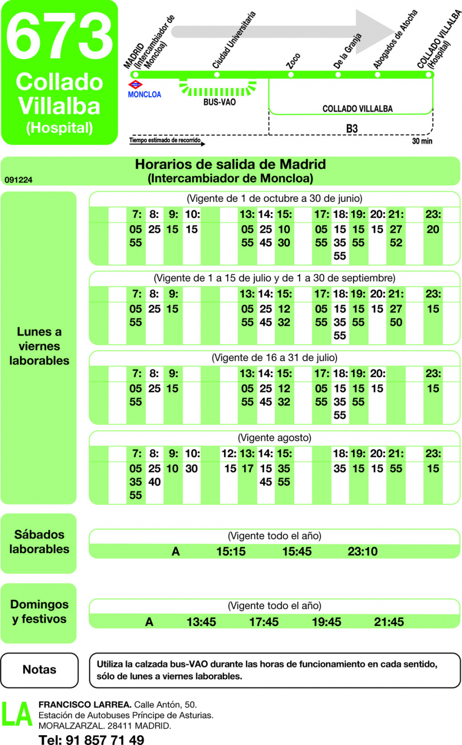 Horario de ida