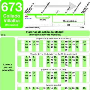 Horario de ida Línea 673 Autobuses Interurbanos