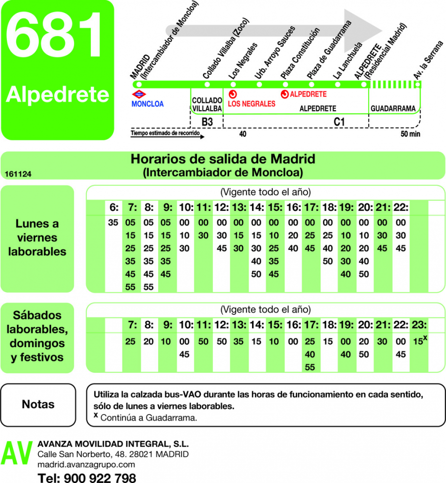 Horario de ida