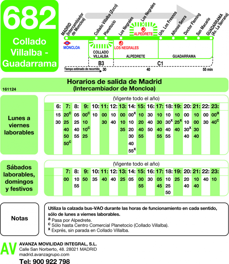 Horario de ida