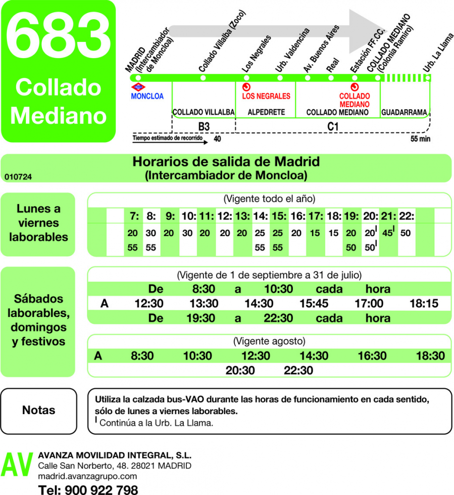 Horario de ida