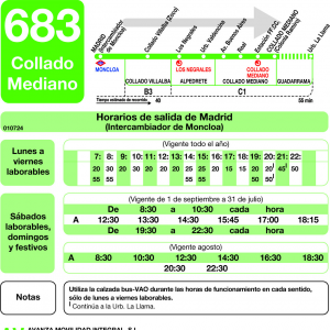 Horario de ida Línea 683 Autobuses Interurbanos
