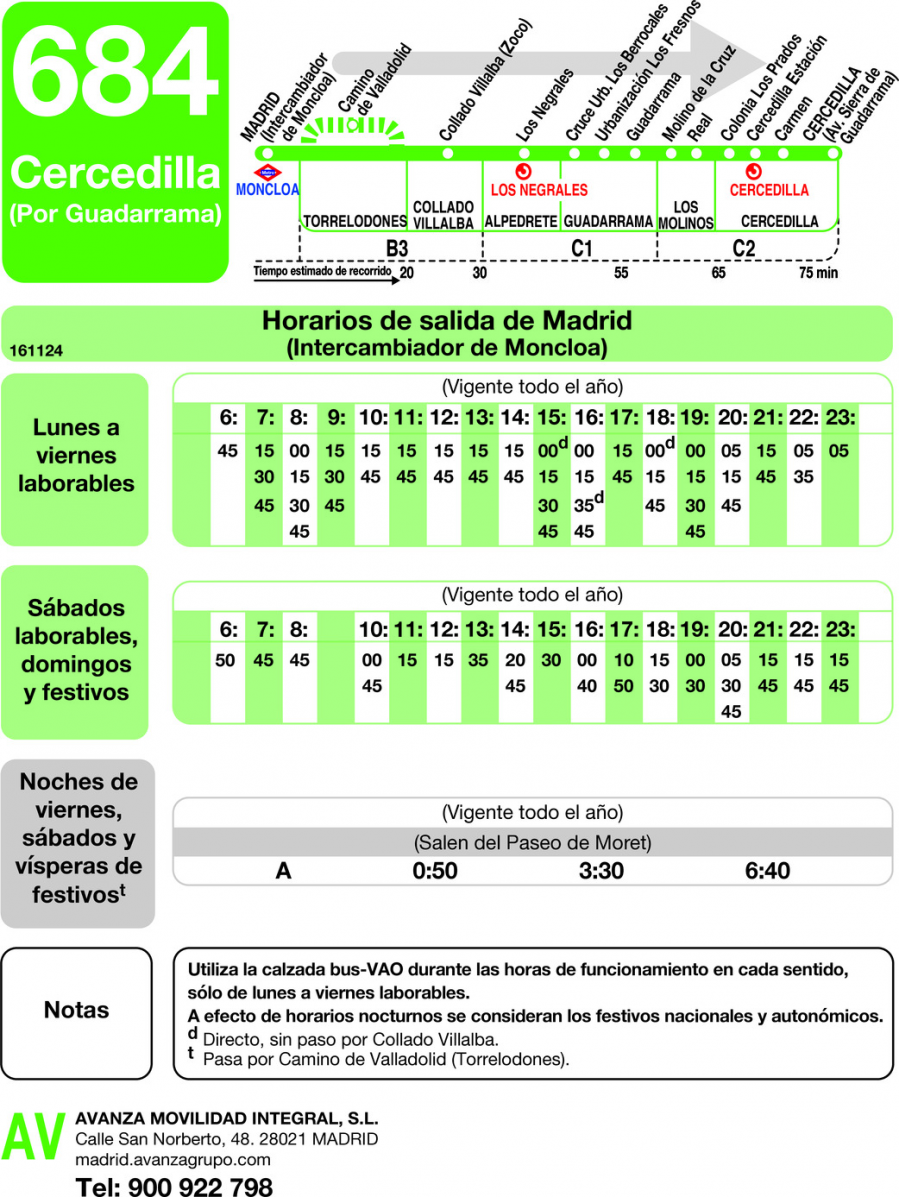 Horario de ida