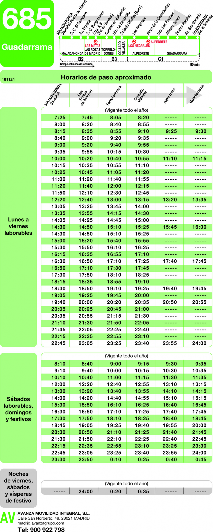 Horario de ida